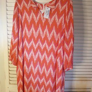 NWT Bargello coral straight sheath dress chevron pattern sz 12 / 46 knee lenght